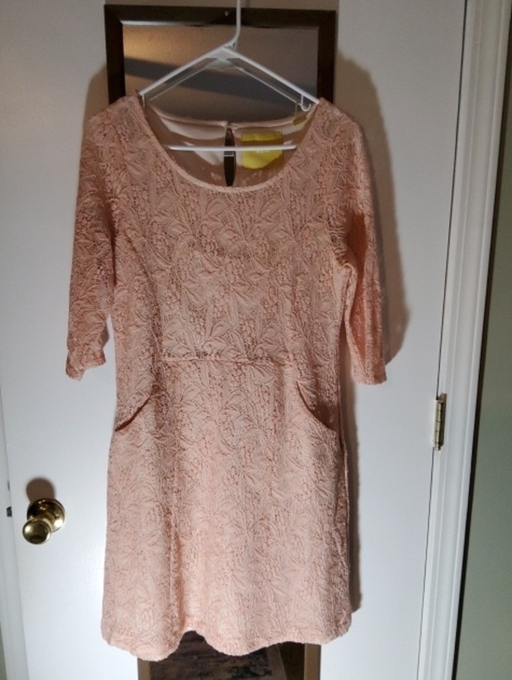 Anthropology Maeve Lefkara Lace Mini Dress with Pockets Medium
